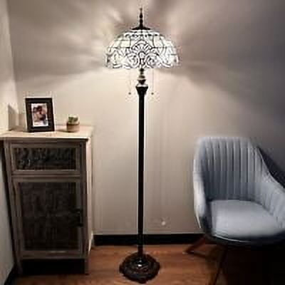 enjoy decor lamps Tiffany Floor Lamp White Stained Glass Baroque Style Lavender for Living Room Dining Room Bedroom 16"D*16"W*64" H