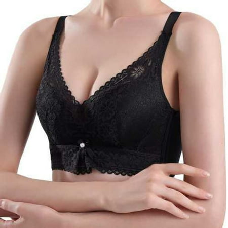ABATAB Women s Plus Size Lace Bras No Underwire Breathable T Shirt Bra Wide Strap Lightweight Sexy Bralette
