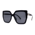 thumbnail image 3 of Womens Oversize Square Minimal Chic Mod Inset Lens Sunglasses All Black, 3 of 4