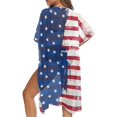 thumbnail image 4 of HELLHERO Distressed American Flag Kimono Cover Up - Lightweight Breathable Beachwear for Summer Vacation, Pool & Resort - Women's Loose Fit Swimsuit Coverup, 4 of 5