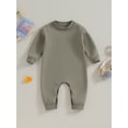 thumbnail image 3 of Jxzom Newborn Baby Boy Girl Fleece Romper Jumpsuit Solid Color Long Sleeve Thick Sweater One Piece  Warm Winter Outfit Clothes, 3 of 8