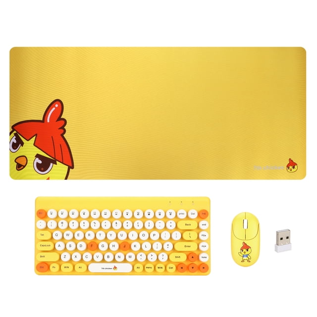 Combo de ratón y teclado inalámbrico de 2,4G, 86 teclas, 1200DPI, teclado de PC de colores combinados con receptor USB para oficina en casa