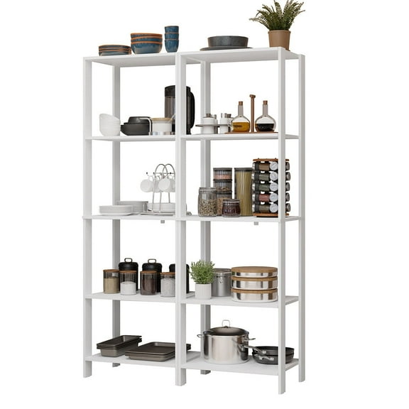 Madesa Kitchen Pantry Storage Rack with 10 Open Shelves 47"L Multiuse Modular Cabinet for Kitchen Organization - White