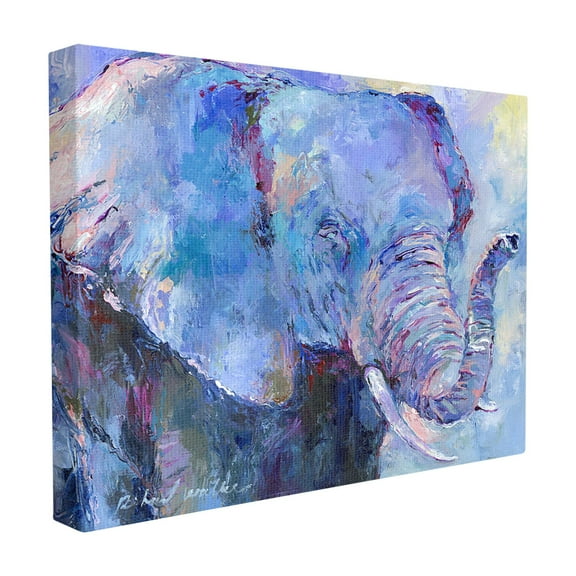 The Stupell Home Decor Collection Brightly Colored Blue and Purple Painted Elephant Portrait Stretched Canvas Wall Art, 16 x 1.5 x 20