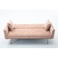 thumbnail image 3 of Modern Futon Sofa Bed Velvet Fabric Golden Metal Legs 3 Seats 68 inch Wide Loveseat Sofa Living Room Sofa with 2 Throw Pillows, 3 of 7