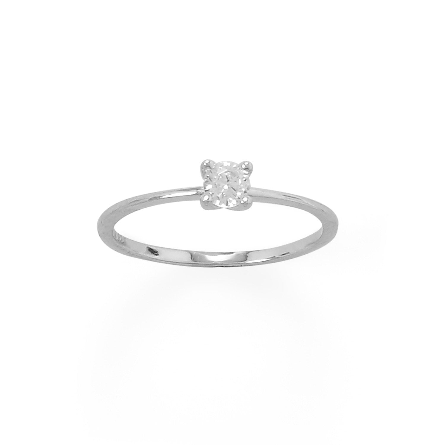 Precious Stars Sterling Silver Round-cut Cubic Zirconia Solitaire Promise Ring
