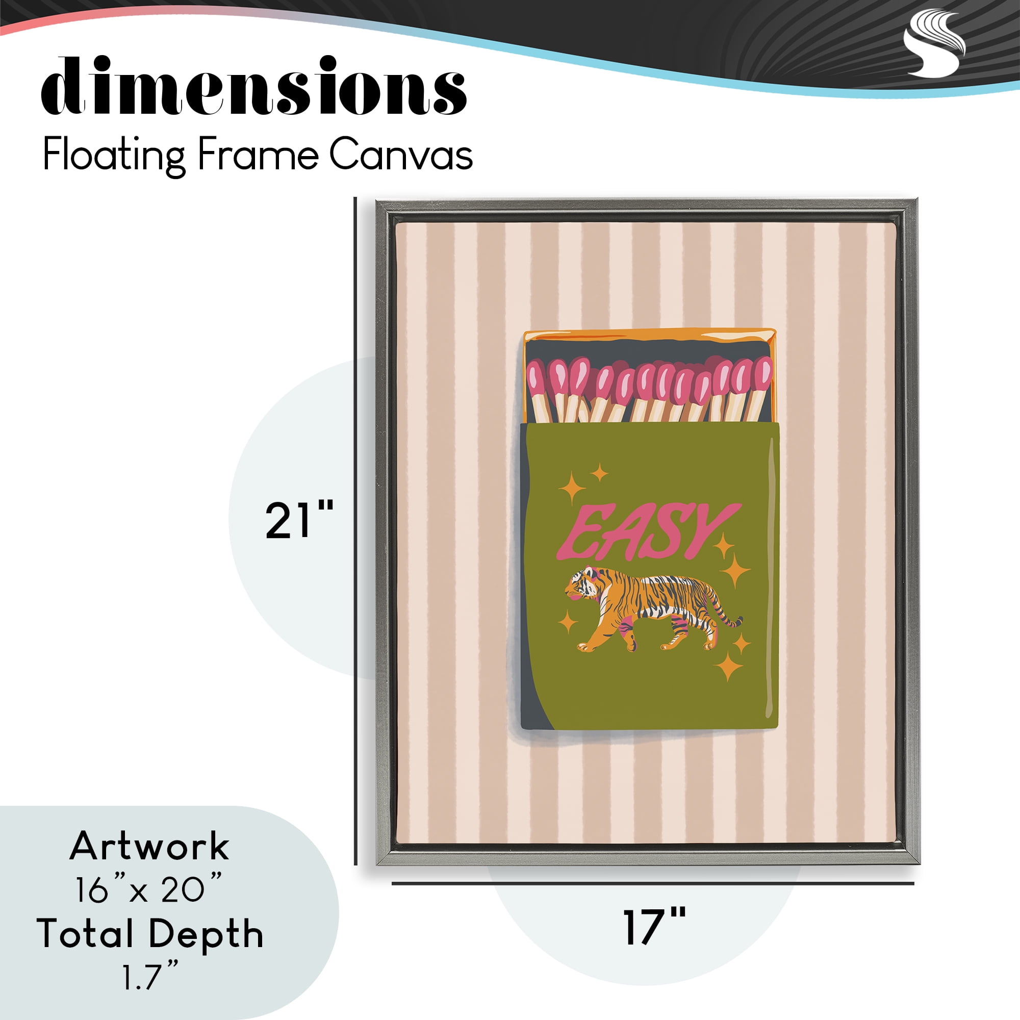 Easy Tiger Retro Matches Gray Framed Floater Canvas Wall Art, design by Elyse Anastacia
