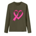 thumbnail image 3 of SEAOPEN Womens Breast Cancer Long Sleeve Shirts Pink Ribbon Graphic Tees Cancer Awareness Support Gift Army Green L, 3 of 3