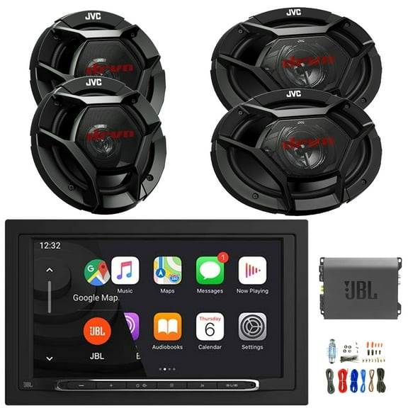 JBL Legend 700 7” Touchscreen Double-DIN Bluetooth AM/FM Receiver, 2x 6.5" 300 Watt 2-Way Car Speakers, 2x 6x9" 500 Watt 3-Way Audio Speakers, 4-Channel Amplifier w/ Install Kit