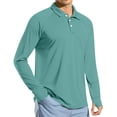 thumbnail image 3 of BVOFAR Long Sleeve Sun Shirts Men Lightweight UPF 50+ Sun Protection Golf Shirt Solid Color Work Shirt Green S, 3 of 10