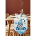 thumbnail image 4 of Table Runner Dresser Scarves Christmas Cute Dwarf with Santa Hat Cotton Linen Burlap Table Cover Winter Blue Snowflake on Flax Table Runners for Family Kitchen Dining Holiday Party Banquet Decor, 4 of 5