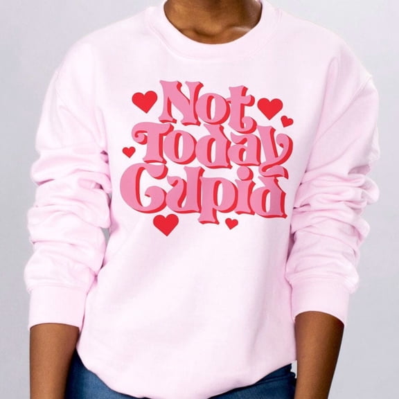 Not Today Cupid Unisex Crewneck T-Shirt, Funny Valentines Day Graphic, Anti-Valentines Day