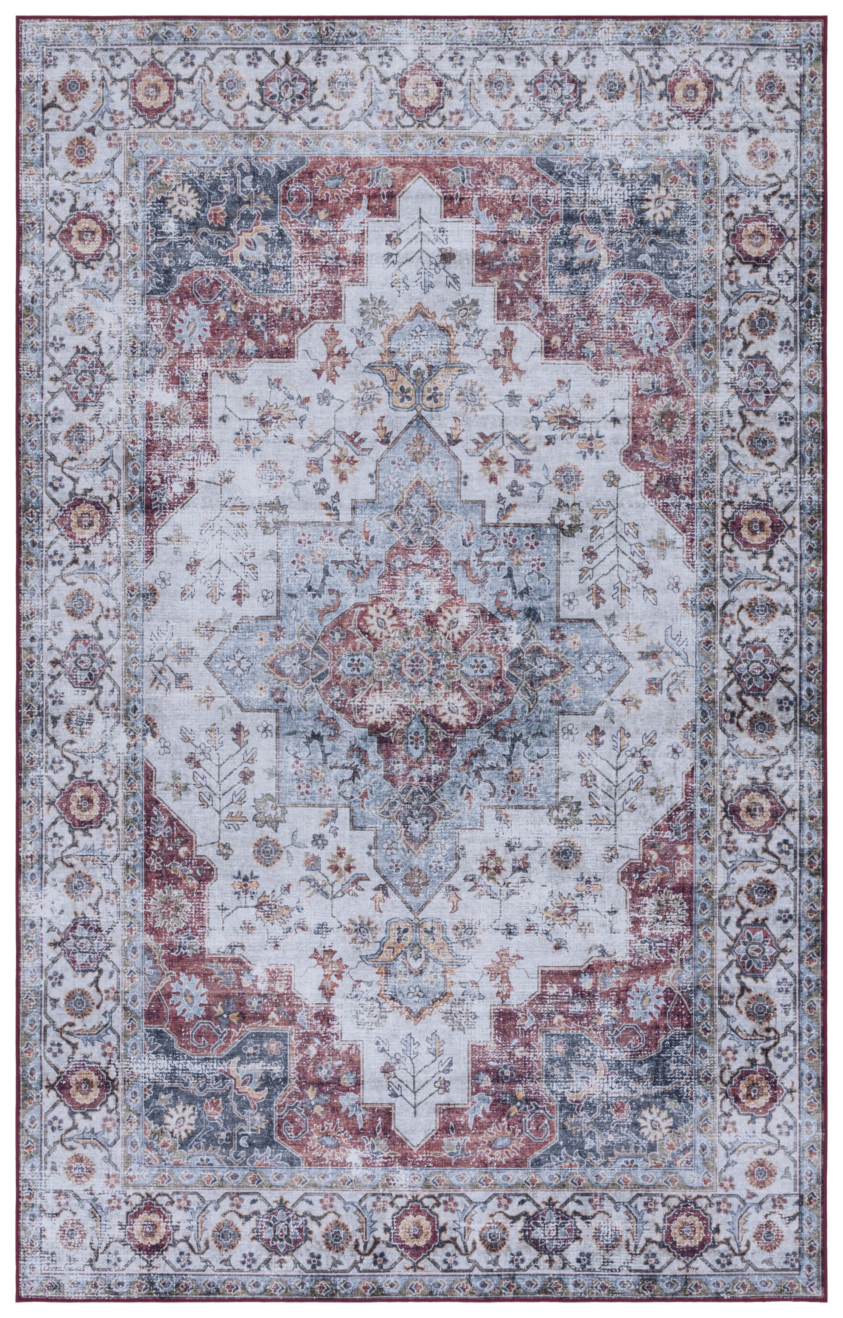 Safavieh Tucson Nazca Oriental Machine Washable Area Rug, Light Blue/Rust, 2'6" x 4'