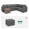 thumbnail image 3 of HONBAY Ottoman with Storage for Modular Sectional Sleeper Sofa, Linen Grey, 3 of 5