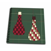3dRose Christmas Ornament on Green Plaid Print 8 - Mini Notepad, 4 by 4-inch