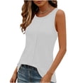thumbnail image 5 of AUNVITO Women's Sleeveless T-shirt Round Neck Loose Fit Solid Color Comfortable Stretchy Casual Style, 5 of 7