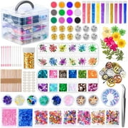 Resin Decoration Accessories Kit, Resin Jewelry Making Supplies Kit with Dried Flowers, Resin Glitter Sequin, Mica Powder, Resin Foil Flakes and Epoxy Resin Fillers for Resin Crafts Beginners
