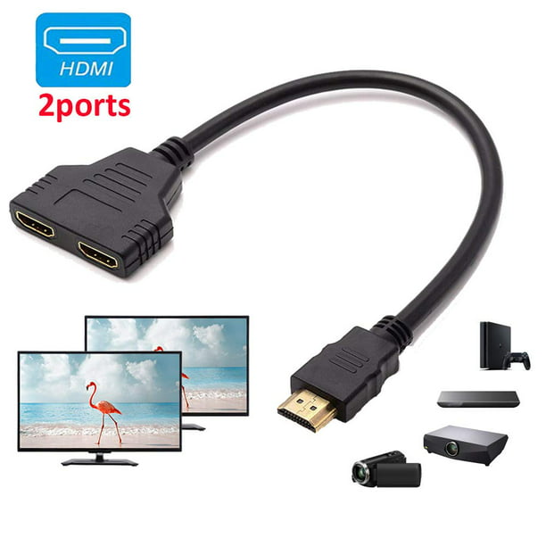 HDMI Male to Dual HDMI Female to Way HDMI Splitter Adapter Cable for HDTV, Support Two TVs at The Same Time, Signal One in, Two Out(Black) - Walmart.com