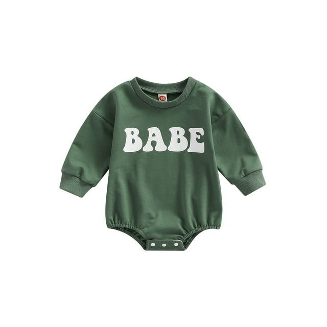 ZAXARRA Barboteuse de Printemps pour Bébés Filles Garçons Manches Longues Col Rond Imprimé Lettre BABE Combinaison Décontractée