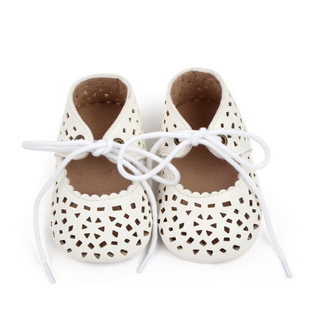 

Toddler Kids Baby Girls Flat Shoes Non-slip PU Leather Hollowed Lacing Indoor Outdoor Shoes