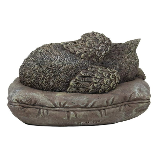 Ebros Heavenly Angel Cat Sleeping On Pillow Cremation Urn Small Pet  Memorial Statue with Engravable Brass Name Plate 7" Long Decor Cats  Angels Urns Figurine 30 Cubic Inch Capacity 