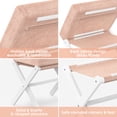 thumbnail image 6 of BAMBOOHOMIE Makeup Vanity Stool, Foldable Foot Stool for Vanity with Bamboo X Legs, Ottoman Foot Rest Chair with Small Padded, Modern Vanity Chair for Makeup Room Bedroom Living Room (Pink), 6 of 7