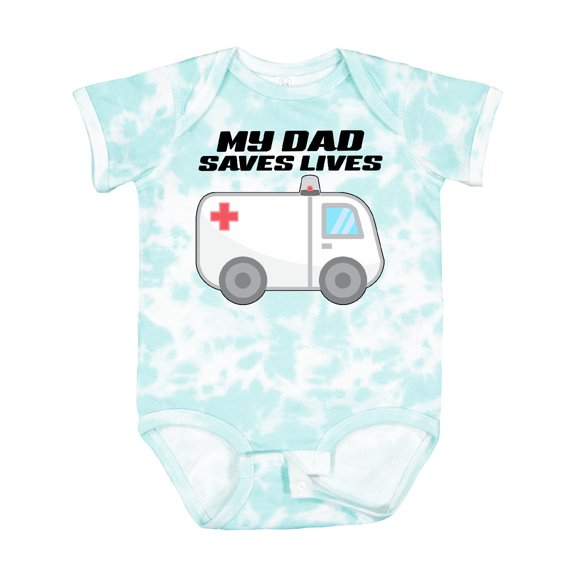 Inktastic My Dad Saves Lives Ambulance Boys or Girls Baby Bodysuit