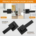 thumbnail image 1 of 2 Poignées de Porte d'Intimité, Design Noir Mat pour Chambre Salle de Bain, 1 of 1