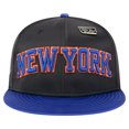 thumbnail image 2 of Men's-New Era  Black/Blue New York Knicks Throwback Satin Vintage Pin Two-Tone 59FIFTY Fitted Hat, 2 of 6