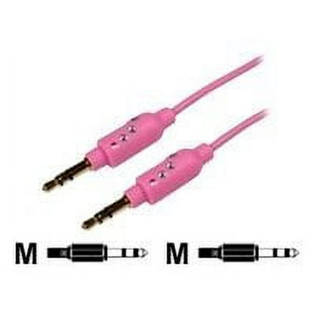 Ka-Bling - Audio cable - mini-phone stereo 3.5 mm male to mini-phone stereo 3.5 mm male - 6.6 ft - triple shielded - pink - for Apple iPhone/iPod