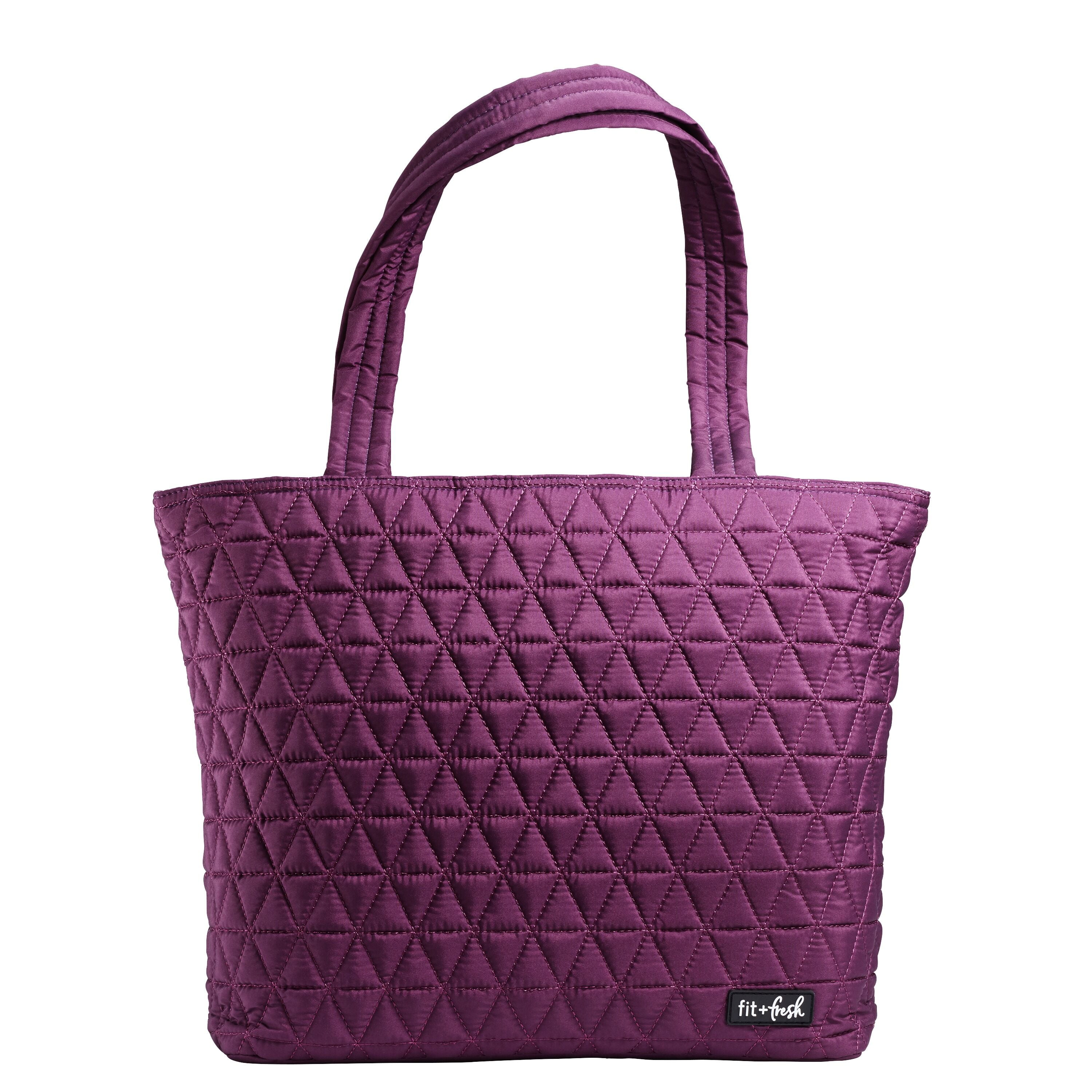 Fit & Fresh Metro Quilted Tote with Lunch Compartment, Plum 7447FFP2562 ...