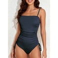 thumbnail image 6 of Eytino Womens Bathing Suit One Piece Swimsuit Padded Push Up Tummy Control Bathing Suit Ribbed Swim Suit Tie Side Swimming Suits Blue M, 6 of 10