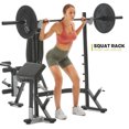 PRCTZ Adjustable Weight Bench with Olympic Squat Rack, Arm and Leg