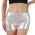 thumbnail image 5 of Xioeram Summer Women Shorts High Waist Glossy Suraface Bronzing Slim Fit Pure Color Elastic Super Short Pants Club Dance Performance Mini Shorts, 5 of 8