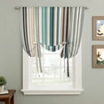 thumbnail image 2 of Teal Blue Striped Balloon Curtains for Living Room/French Door, Farmhouse Stripes Modern Abstract Art Tie Up Curtains 63 Inch Length Energy Saving Kitchen Curtains Shades for Windows 42"x63", 2 of 8