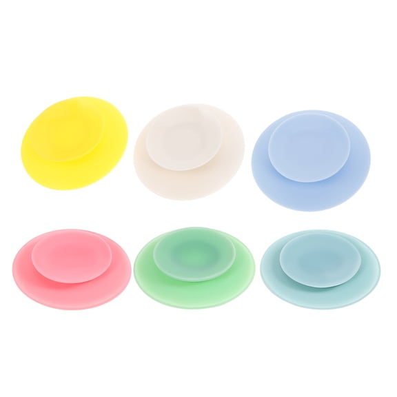 LULULION 6Pcs Silicone Suction Pads for Tableware Double Sided Strong Adhesion Assorted Colors