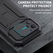 iPhone 13 Pro Max Case 6.7 with Screen Protector, TECHCIRCLE Heavy Duty Military Metal Hybrid Rugged Kickstand Water-Resistant Shockproof Full Protective Cover with Slide Camera Protector, Black