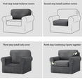 thumbnail image 6 of Luxury Velvet Couch Cover 3 Piece Stretch Sofa Covers for 1 Cushion Couch Thick Soft Spandex Sofa Slipcover Living Room Anti Slip Dogs Pet Furnitre Protector, Light Gray, Armchair Cover, 6 of 8