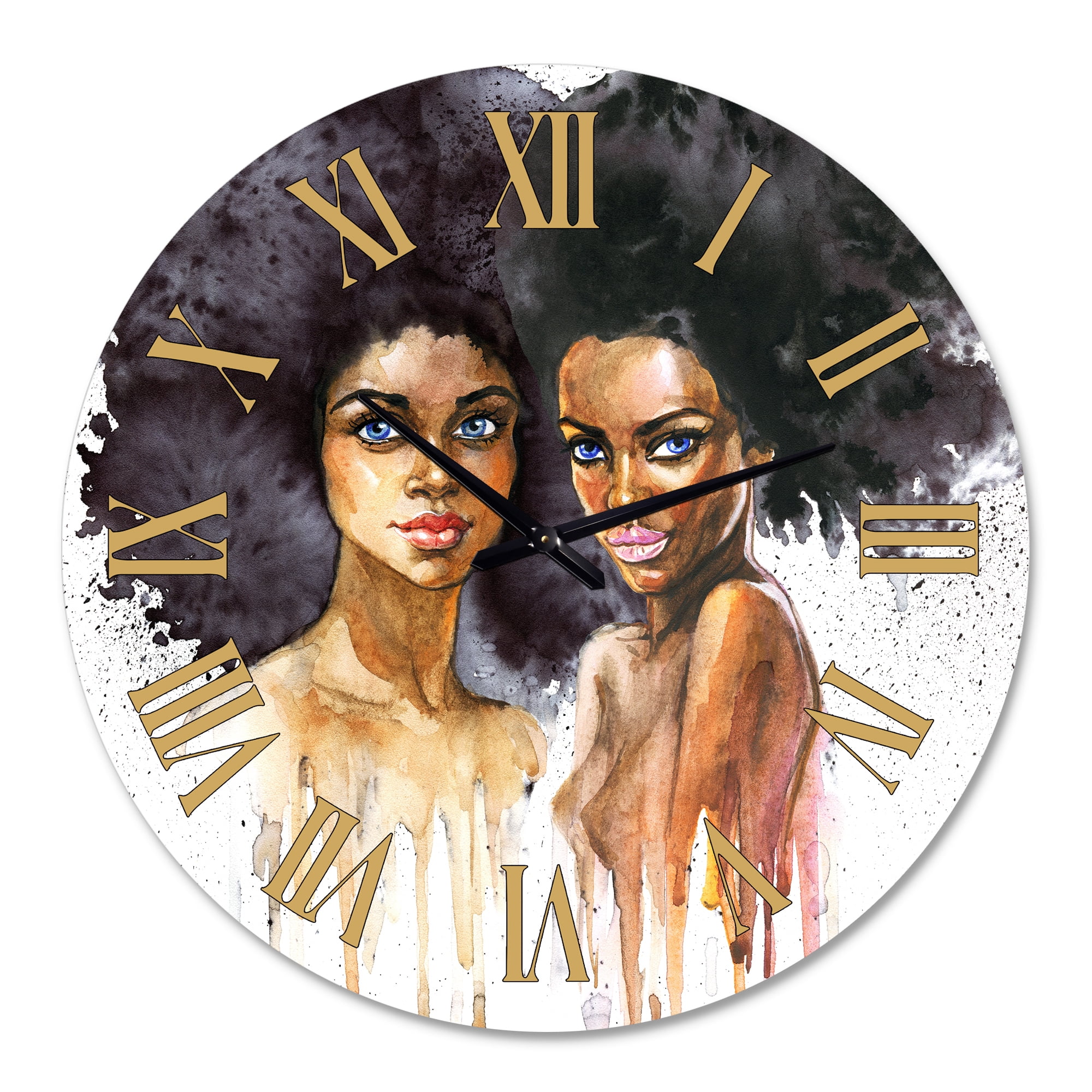Designart 'Portrait Of Two Afro American Women' Modern Wall Clock