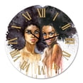 thumbnail image 2 of Designart 'Portrait Of Two Afro American Women' Modern Wall Clock, 2 of 5