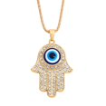 thumbnail image 4 of Hand of Fatima evil eye necklace, 2 pieces, gold, 4 of 4