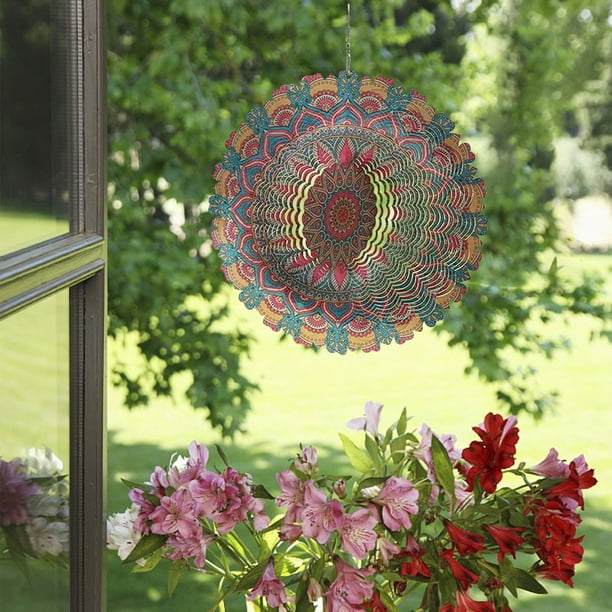 Campanas De Viento Carillón de viento giratorio para decoración exterior de jardín y balcón con movimiento de 360° y gancho de metal Yulucky