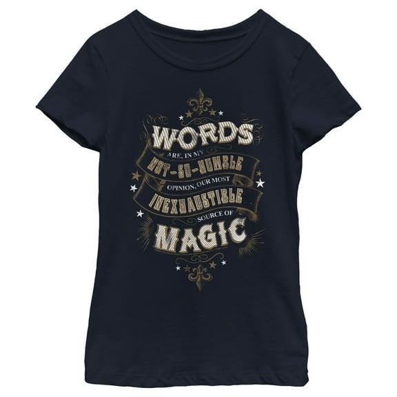 Girl's Harry Potter Dumbledore Humble Wisdom Graphic Tee Navy Blue Small