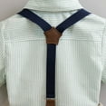 thumbnail image 5 of LYMAYTER Baby Boys Gentlemen Outfit Stripe Shirt Shorts Bowtie Suspenders 1-11 Years‌, 5 of 8