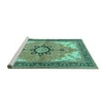 thumbnail image 2 of Ahgly Company Machine Washable Indoor Round Medallion Turquoise Blue Traditional Area Rugs, 4' Round, 2 of 4
