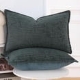 thumbnail image 2 of Juego de 2 Suave Chenilla Decorativo Funda de cojíns de Terciopelo con Borde Neutras Fundas de Almohada Boho para Sofá Dormitorio Salón Azul Gris Rectangular, 2 of 4