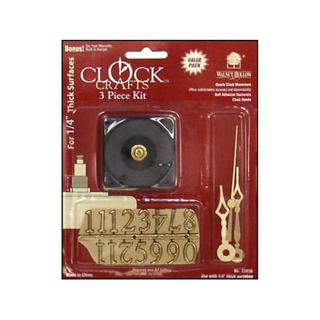 - Walnut Hollow Clock Movement with Hands & Numerals for 1/4-inch Thick Surfaces