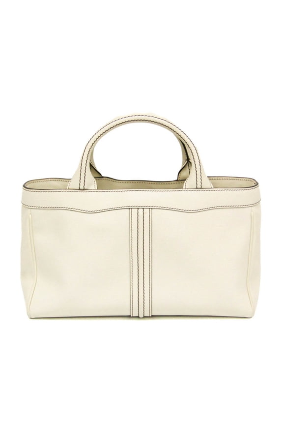 Pre-Owned Valextra V5U41 J Bag Women's Leather Handbag Off-white
