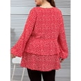 thumbnail image 5 of LovelyWholesale Long Sleeve Round Neck Dot Print Layered Cascading Women's Plus Blouse, 5 of 5