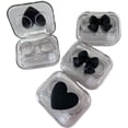 thumbnail image 1 of BEDARTIST 2 Packs 3D Design Cute Contact Lens Cases, Travel Eye Contacts Case Box Holder, Contact Lenses Tweezers Remover Tool Solution Bottle Kit for Daily Outdoor (3D Hearts + 3D Bows, Black), 1 of 1